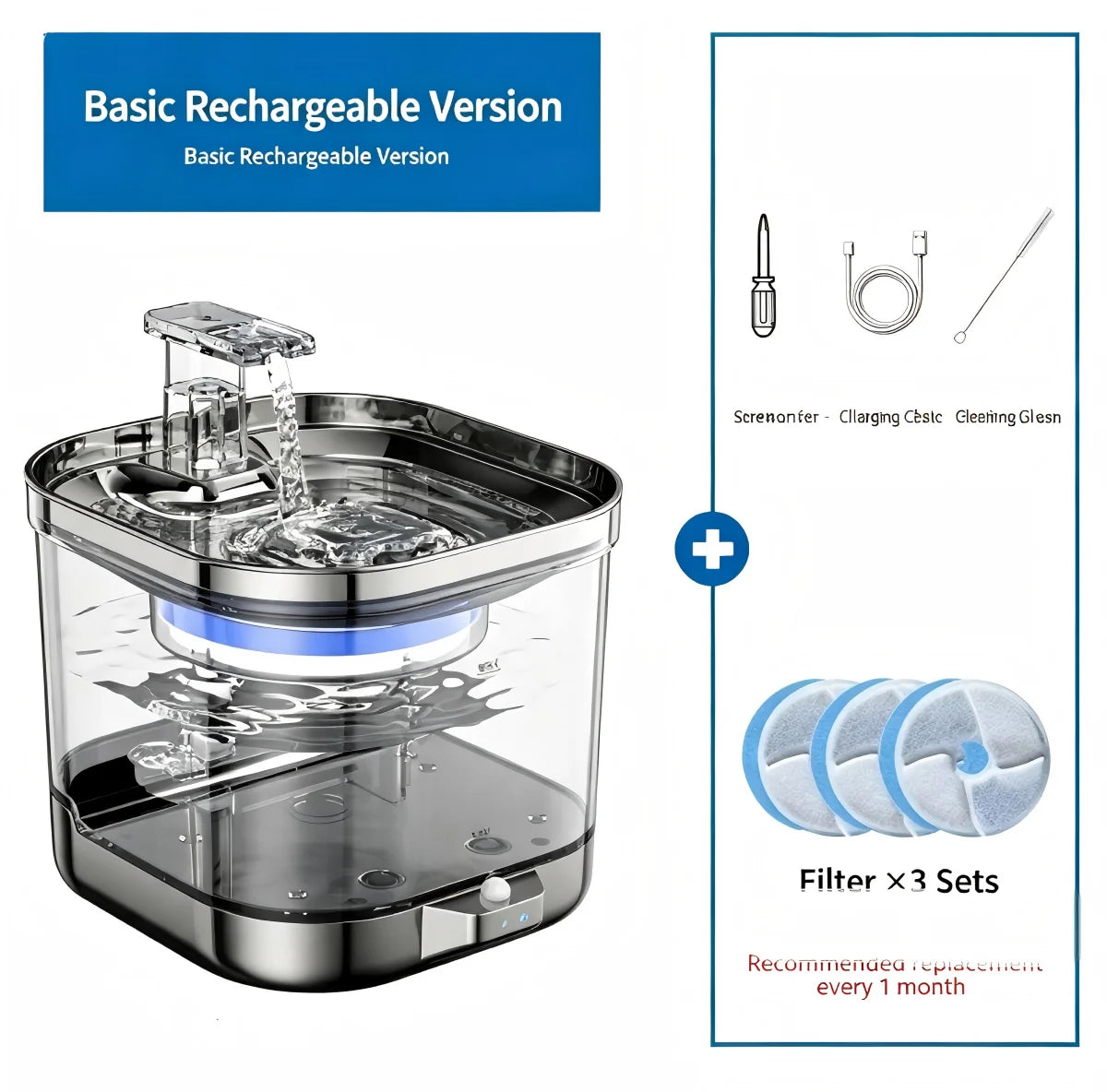 Zelixo Cat Water Fountain — Auto Filter Transparent Recirculating Dispenser