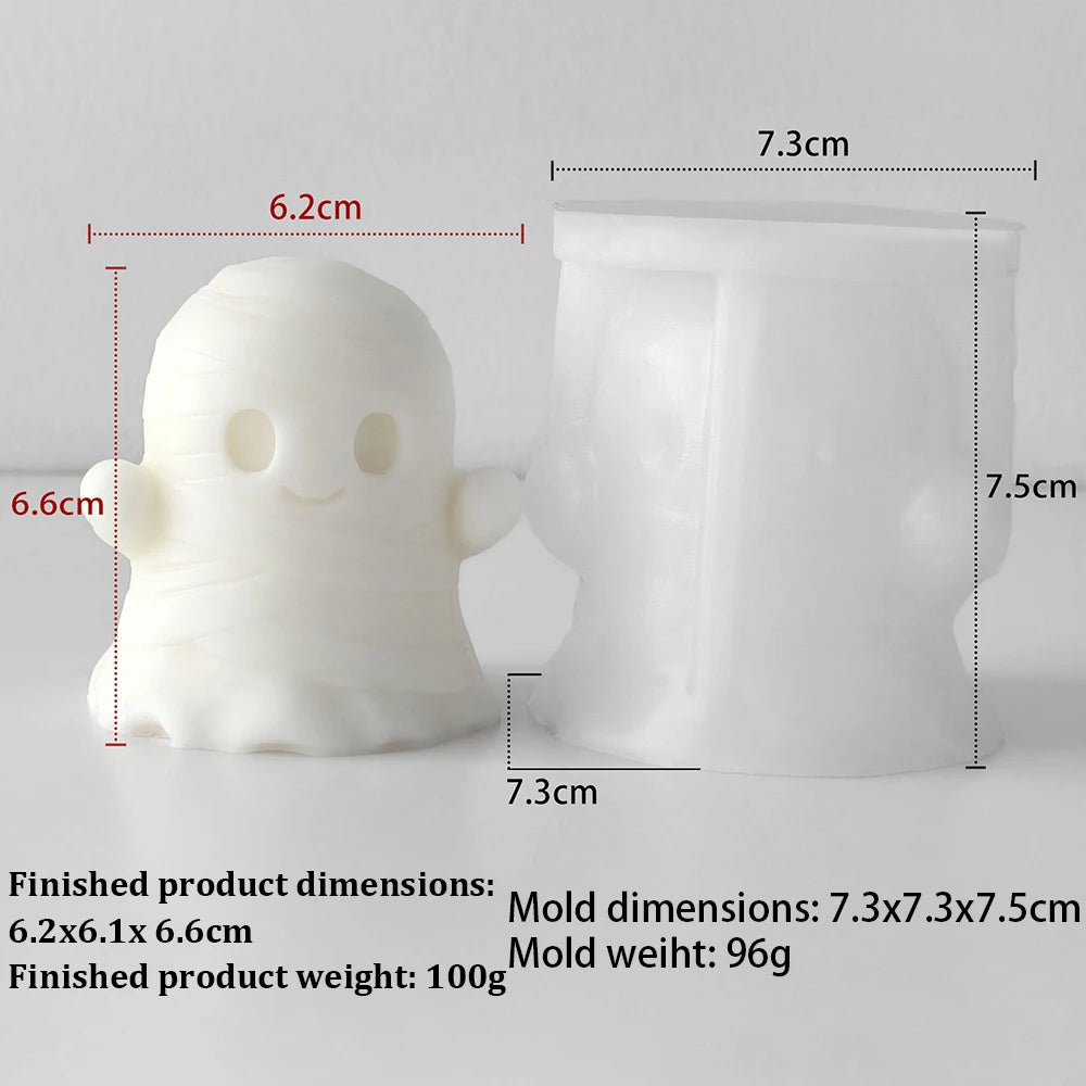 Zelixo Halloween Silicone Molds — Mummy Pumpkin Ghost Candle & Resin Ornament Set