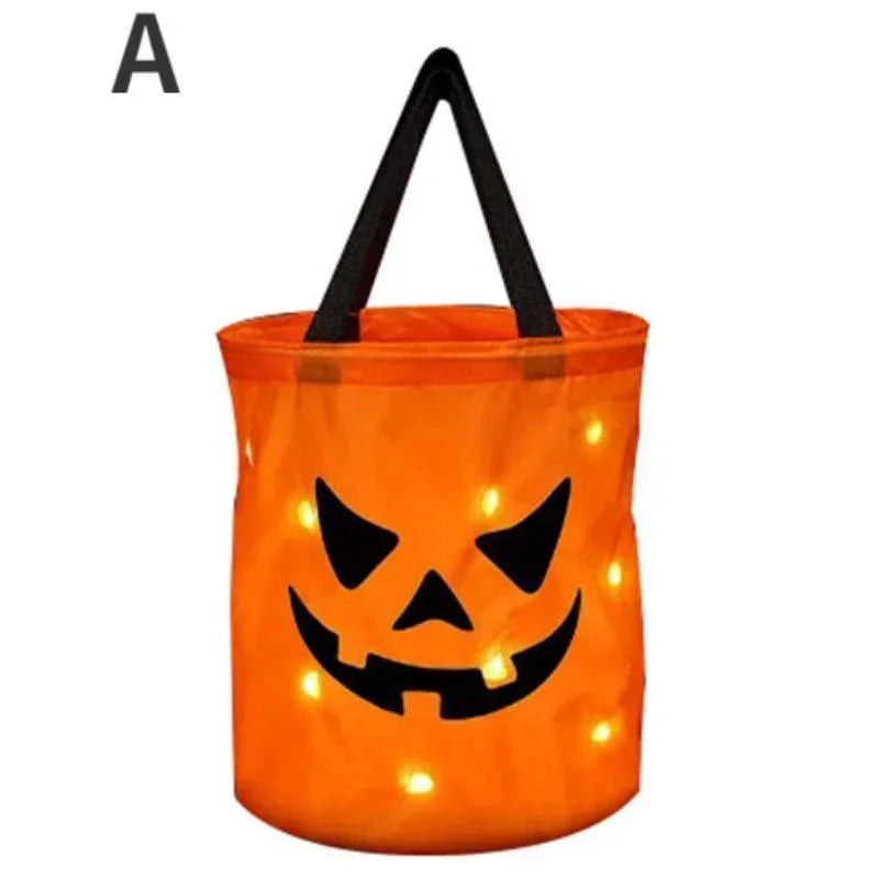 Zelixo LED Pumpkin Bucket — Collapsible Trick or Treat Candy Basket with Light