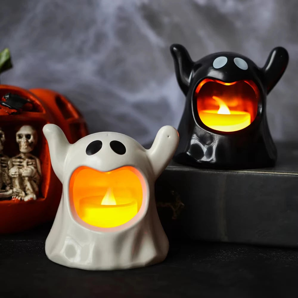 Zelixo Kawaii Ghost LED Candle Lights — Flameless Halloween Desktop Decor