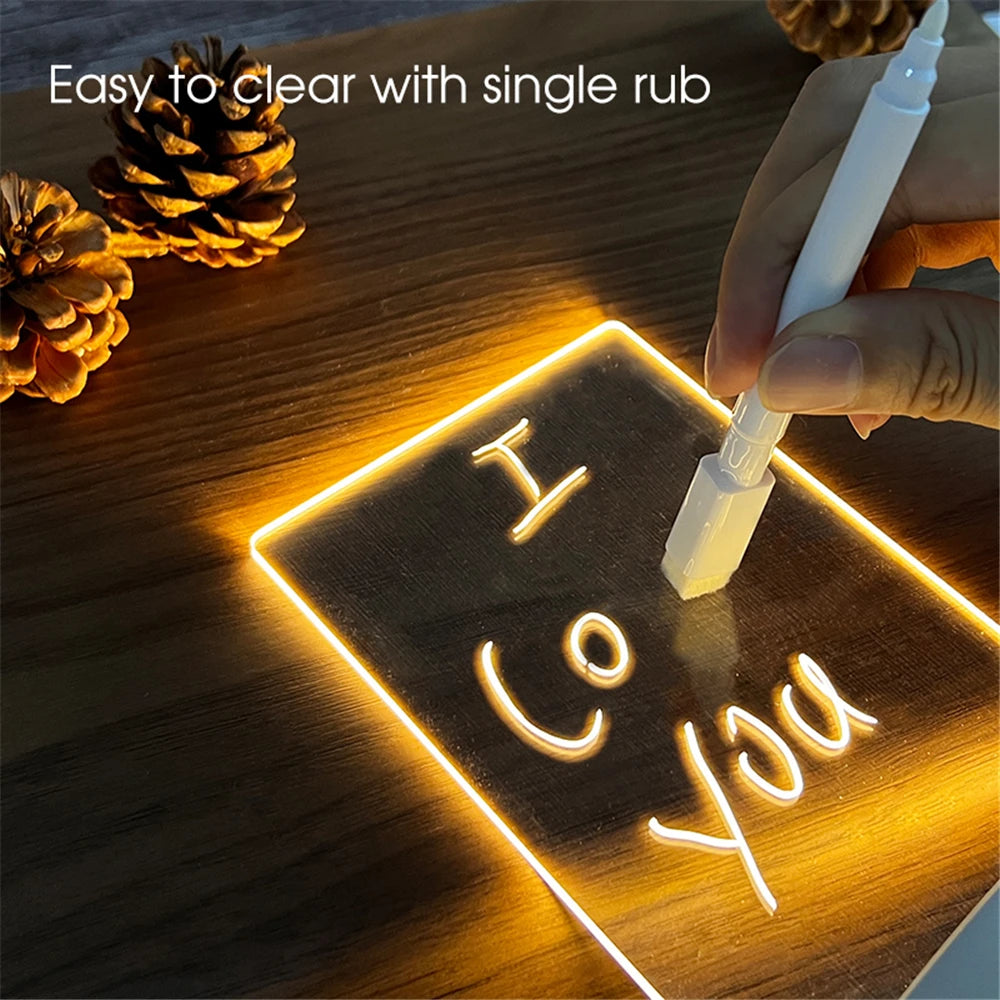 Zelixo LED Acrylic Message Board Night Light — Erasable Write-On Desktop Lamp
