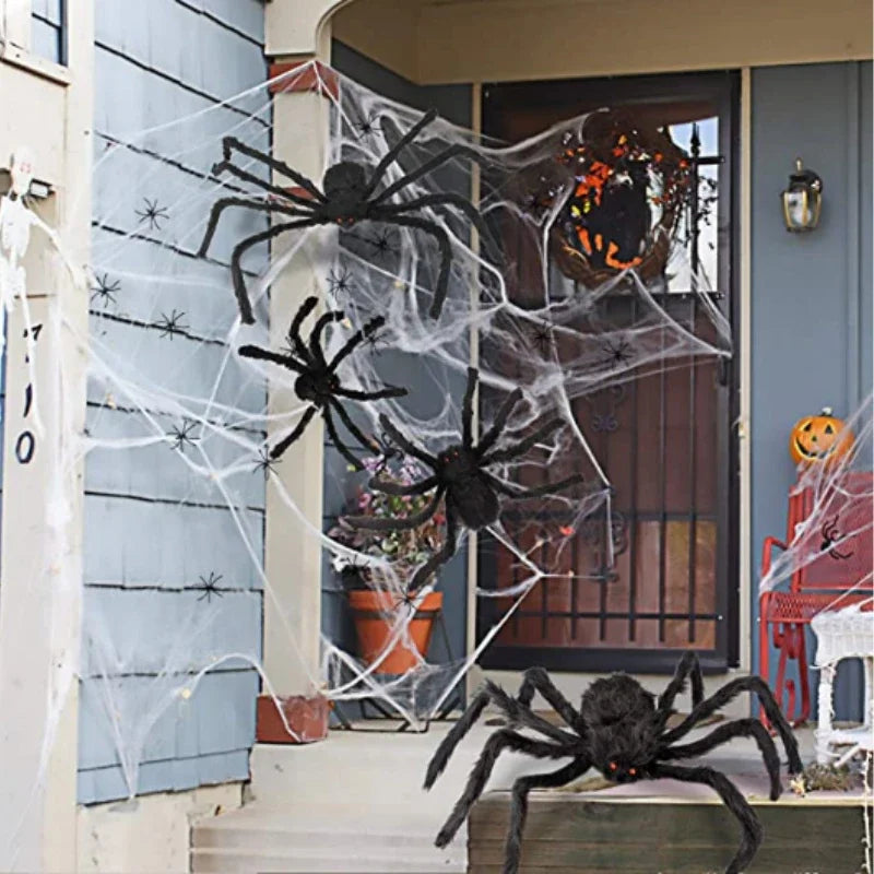 Zelixo Giant Plush Black Spider — Halloween Haunted House Decoration 30–200cm