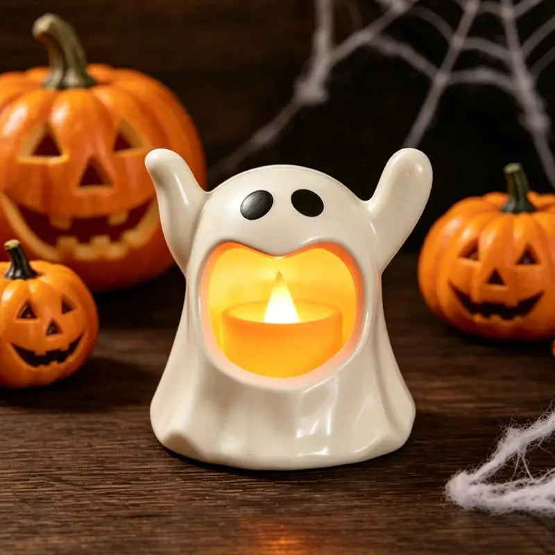 Zelixo Kawaii Ghost LED Candle Lights — Flameless Halloween Desktop Decor