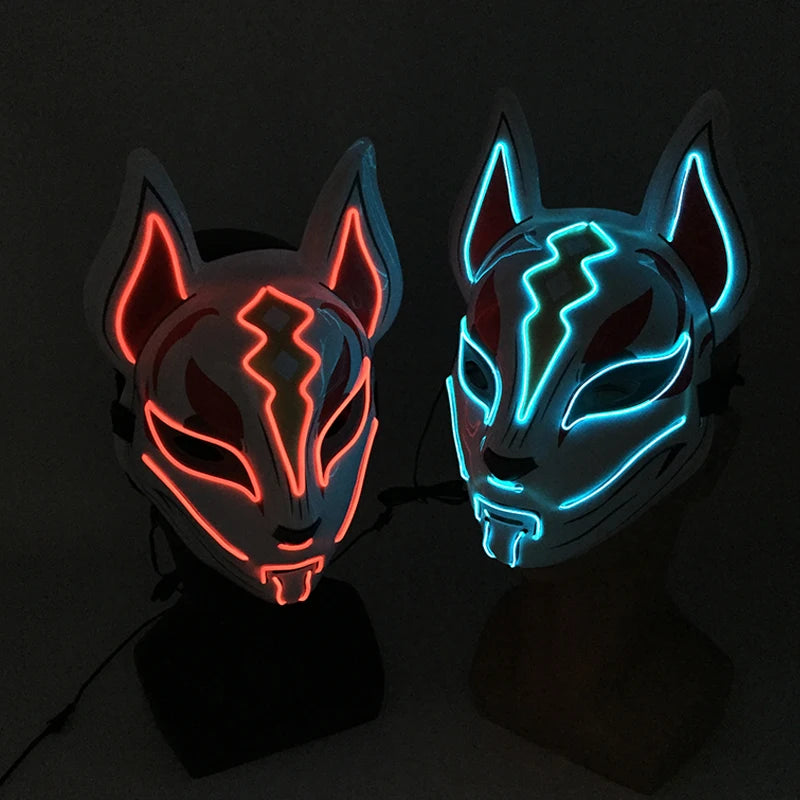 Zelixo Neon Light-Up Fox Mask — Glow in the Dark LED Halloween Cosplay Mask