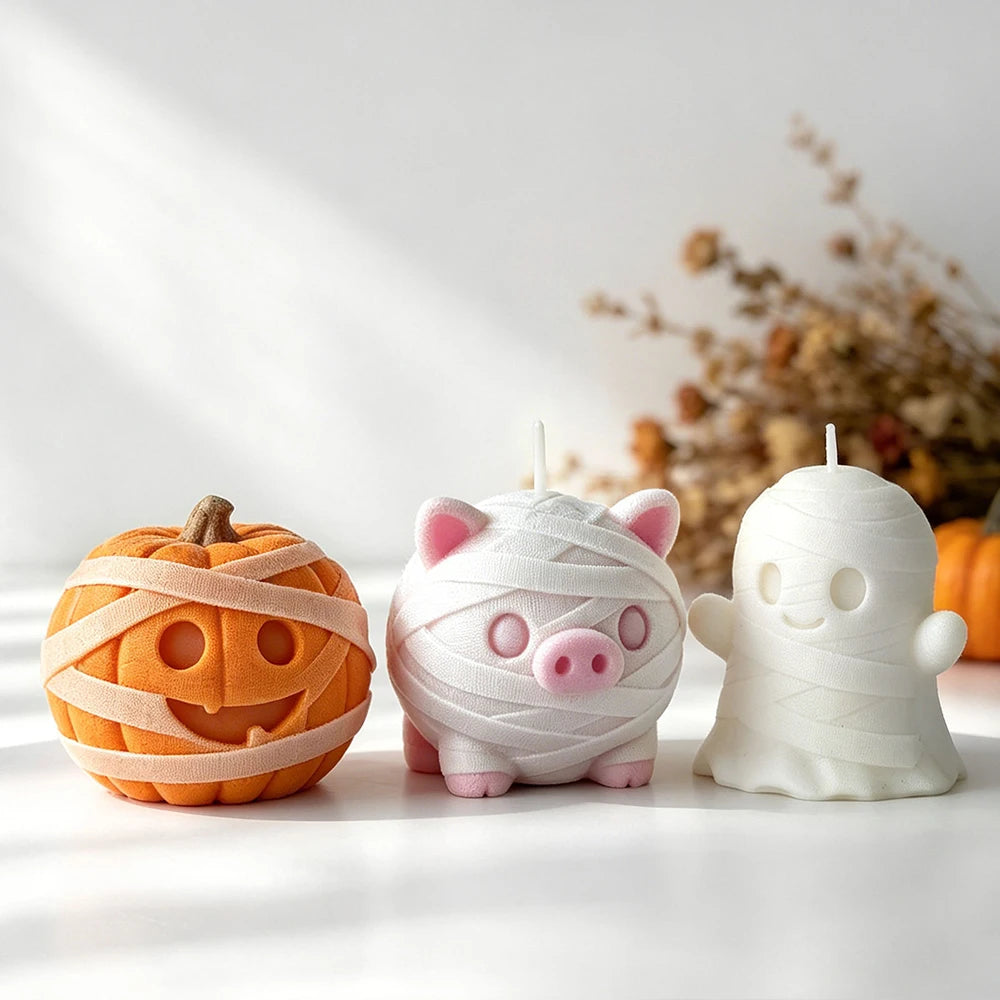 Zelixo Halloween Silicone Molds — Mummy Pumpkin Ghost Candle & Resin Ornament Set