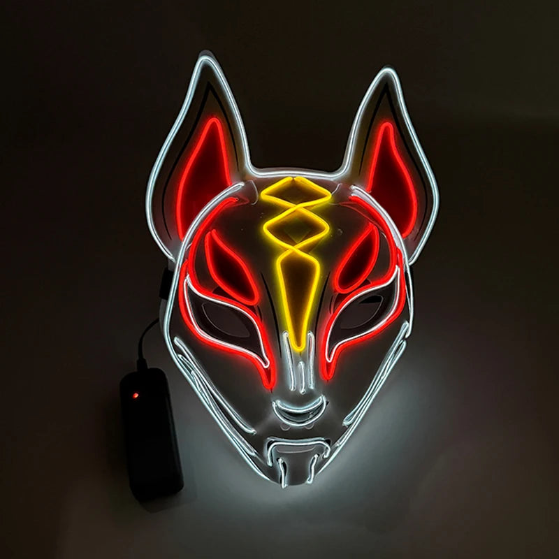 Zelixo Neon Light-Up Fox Mask — Glow in the Dark LED Halloween Cosplay Mask