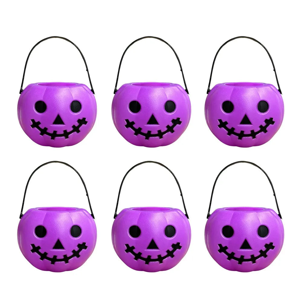 Zelixo Mini Pumpkin Buckets 6pc — Jack-O-Lantern Trick or Treat Candy Baskets