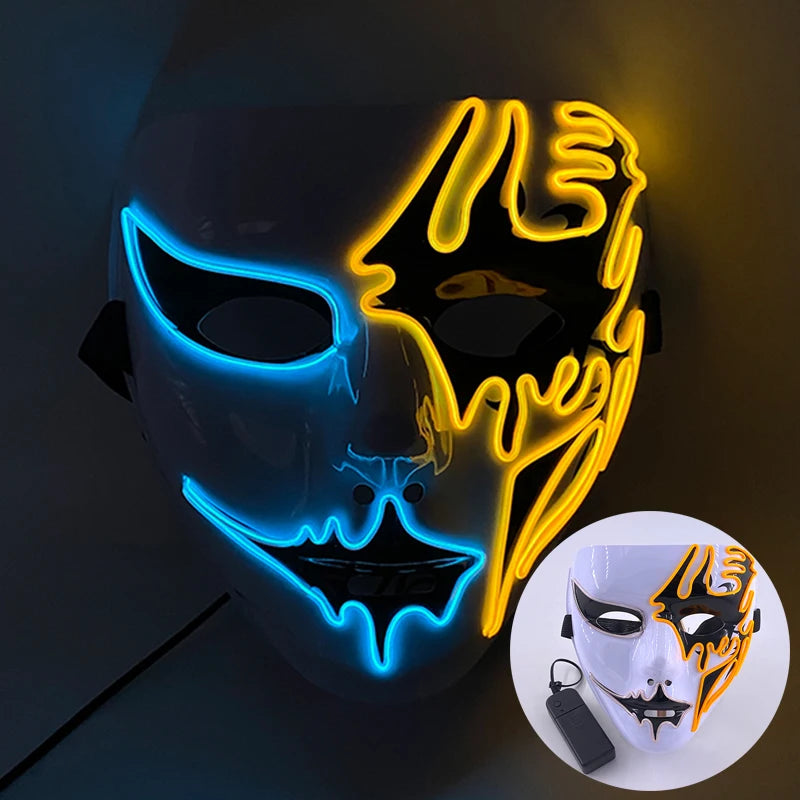 Zelixo Neon Light-Up Fox Mask — Glow in the Dark LED Halloween Cosplay Mask