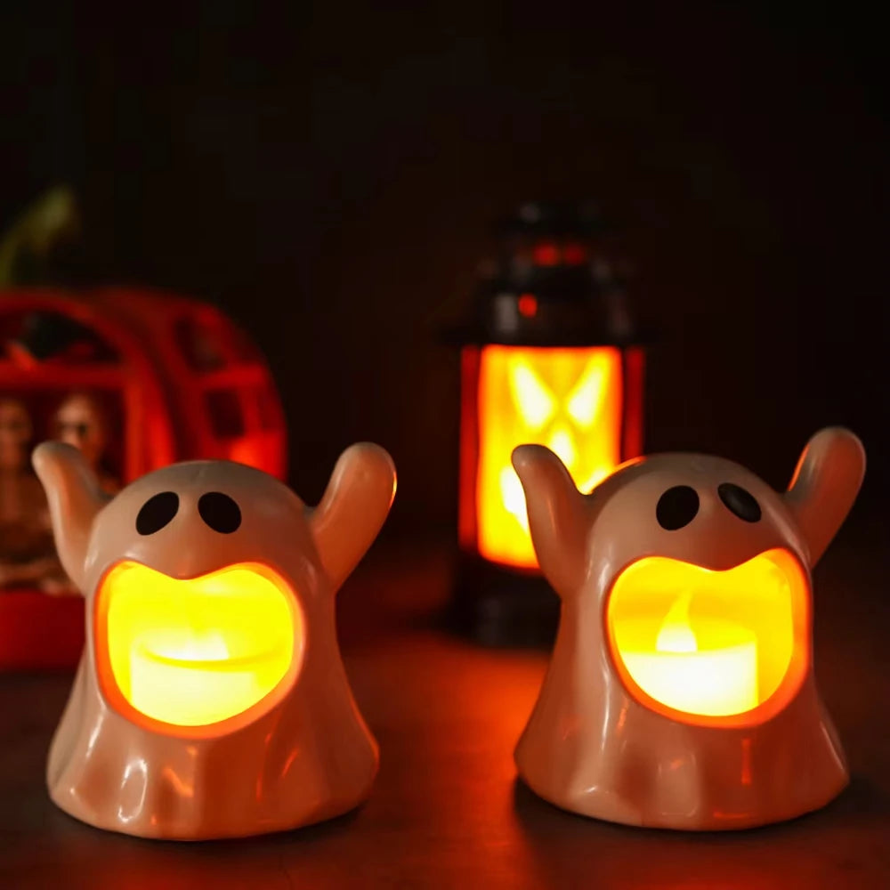 Zelixo Kawaii Ghost LED Candle Lights — Flameless Halloween Desktop Decor