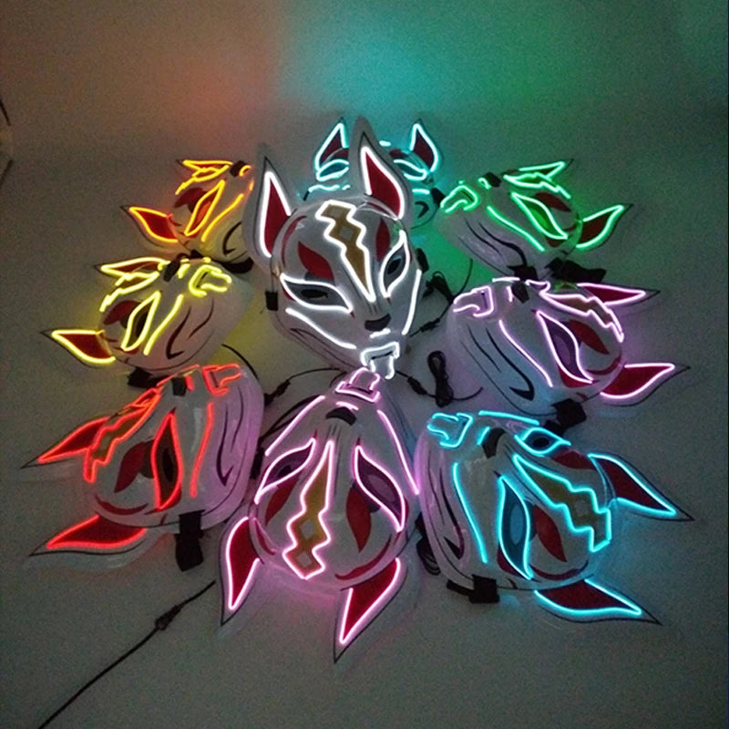 Zelixo Neon Light-Up Fox Mask — Glow in the Dark LED Halloween Cosplay Mask