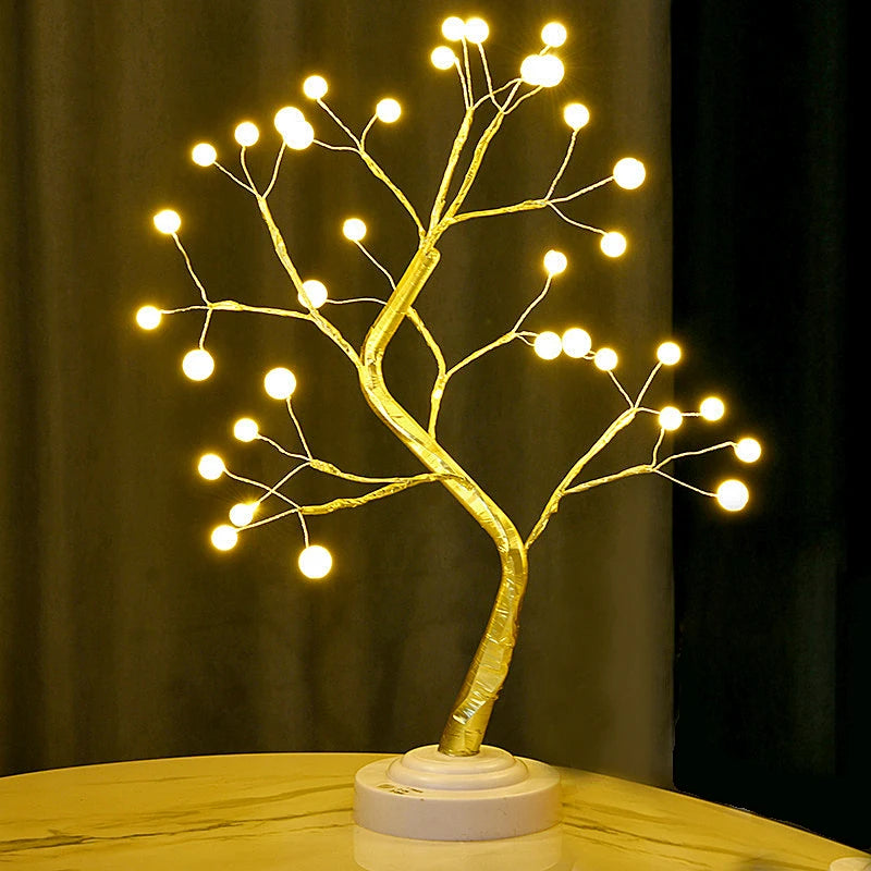 Zelixo Bonsai Tree LED Night Light — USB Touch Switch Cherry Blossom Desktop Lamp