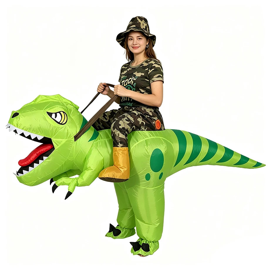 Zelixo Inflatable T-Rex Riding Costume — Funny Adult Dinosaur Halloween Outfit