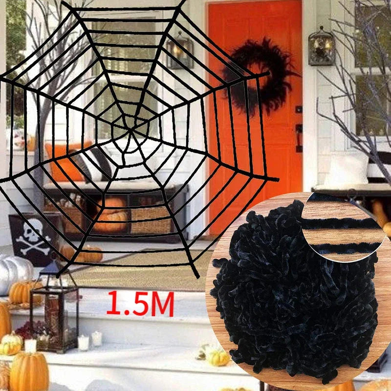 Zelixo Giant Plush Black Spider — Halloween Haunted House Decoration 30–200cm