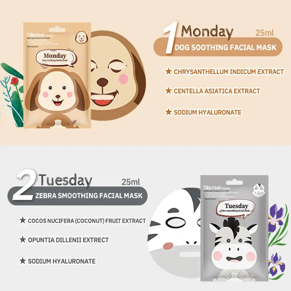 Zelixo Cartoon Animal Hydrating Face Sheet Mask — Cute Dog Panda Pig Moisturizing Mask