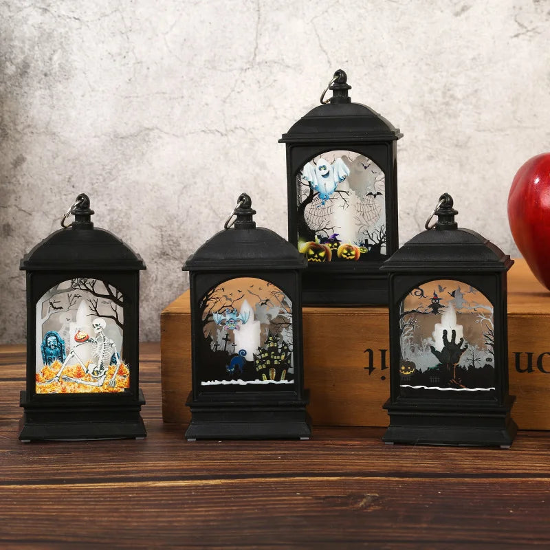 Zelixo Portable Pumpkin Castle Lantern — LED Jack-O-Lantern Flame Halloween Lamp