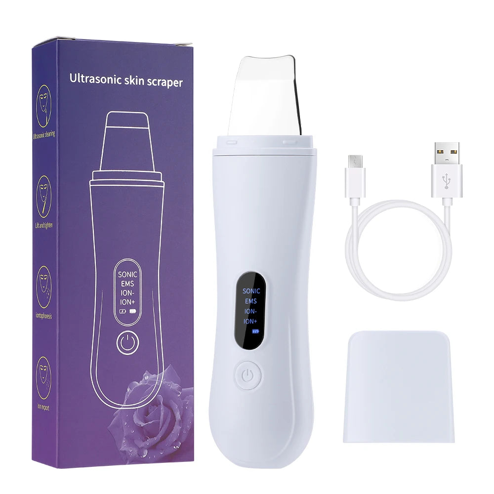 Zelixo Ultrasonic Skin Scrubber Spatula — 4-Mode Ion Deep Facial Lifting Cleaner