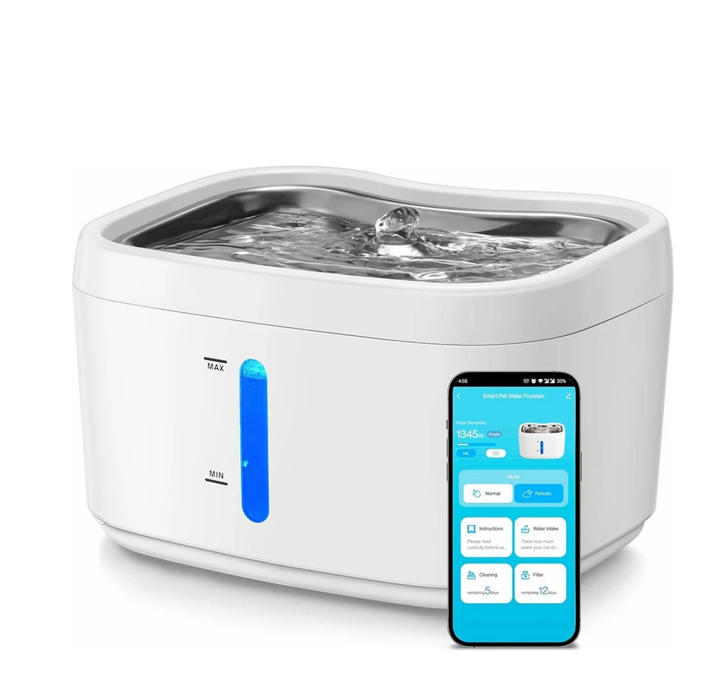 Zelixo Smart Cat Water Fountain App-Connected — 2.5L Stainless Steel Tray & Weight Sensor
