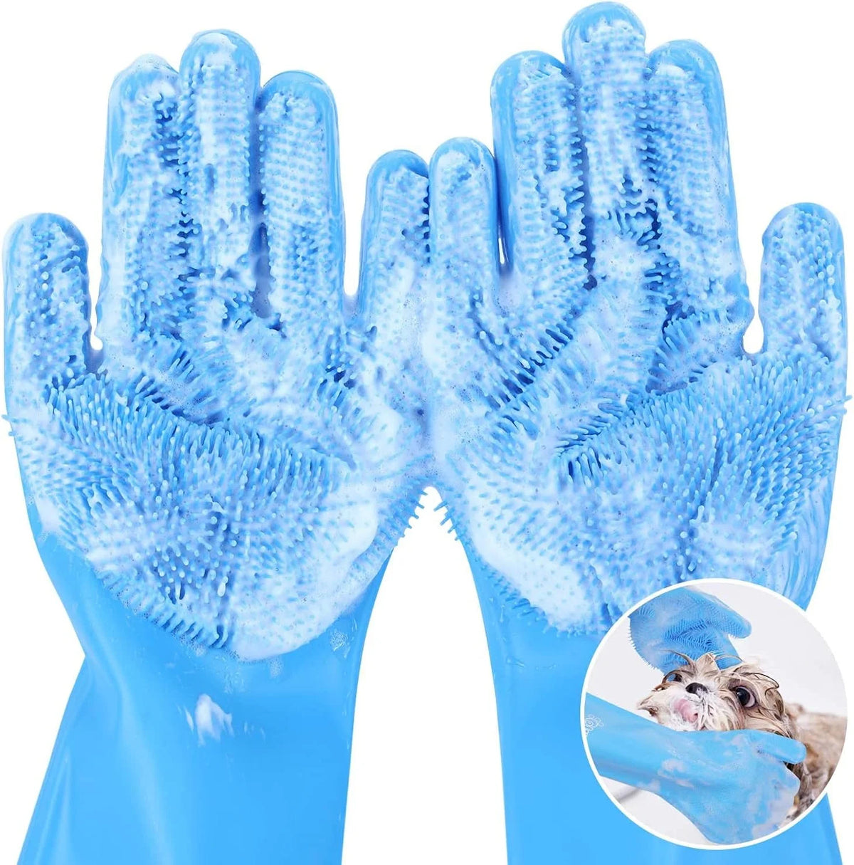 Zelixo Pet Grooming Glove — Silicone Hair Removal & Shampoo Scrubber for Dogs & Cats