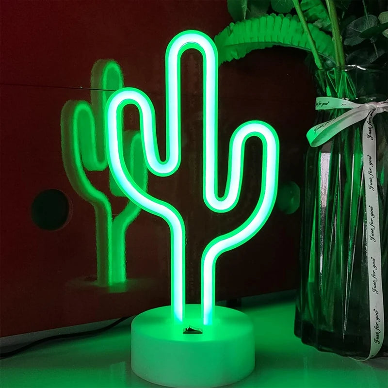Zelixo Cactus LED Neon Sign Light — Cute Battery & USB Table Lamp