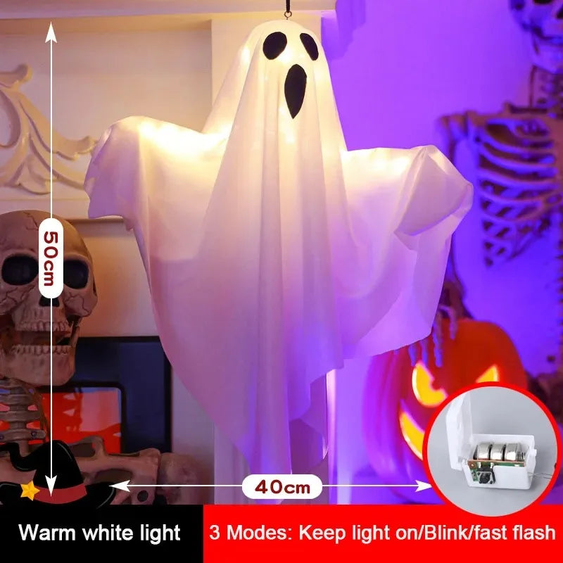 Zelixo LED Glow Ghost Props — Indoor & Outdoor Hanging Halloween Decoration