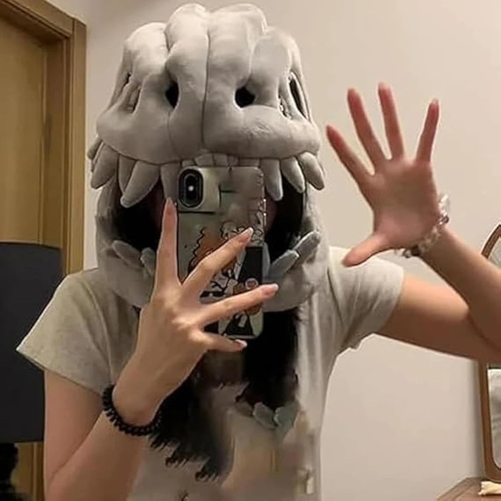 Zelixo Dinosaur Skeleton Hat — Funny Soft Cosplay Costume Prop for Kids & Adults
