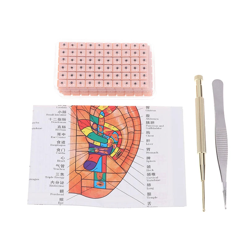 Zelixo Ear Seeds Acupressure Kit — 600pcs Auricular Therapy with Chart & Tools