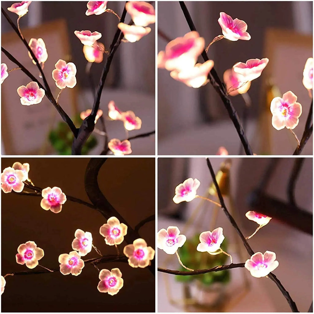 Zelixo Bonsai Tree LED Night Light — USB Touch Switch Cherry Blossom Desktop Lamp