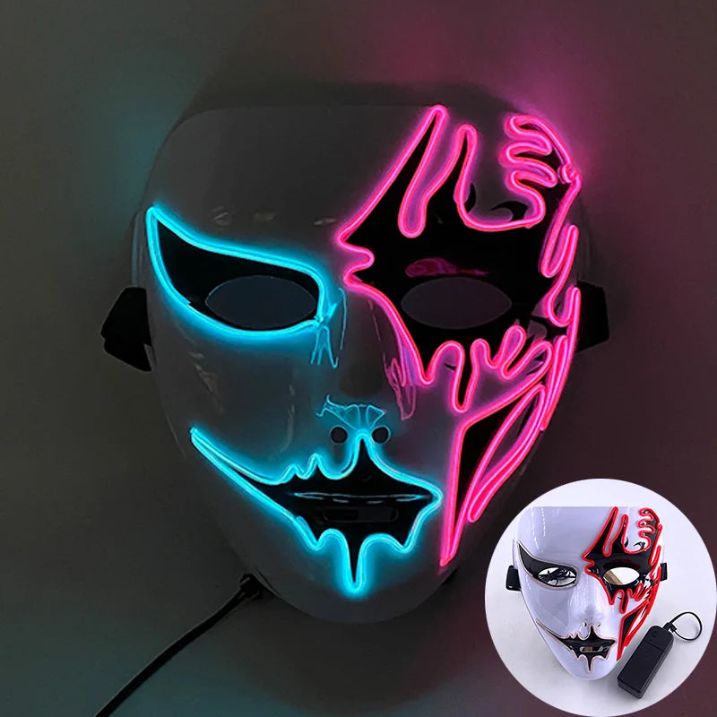 Zelixo Neon Light-Up Fox Mask — Glow in the Dark LED Halloween Cosplay Mask