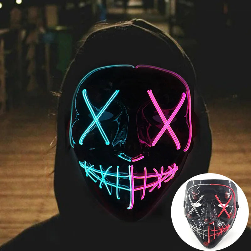 Zelixo Neon Light-Up Fox Mask — Glow in the Dark LED Halloween Cosplay Mask