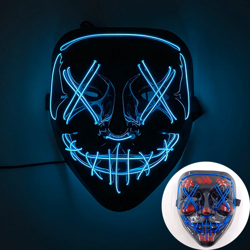 Zelixo Neon Light-Up Fox Mask — Glow in the Dark LED Halloween Cosplay Mask