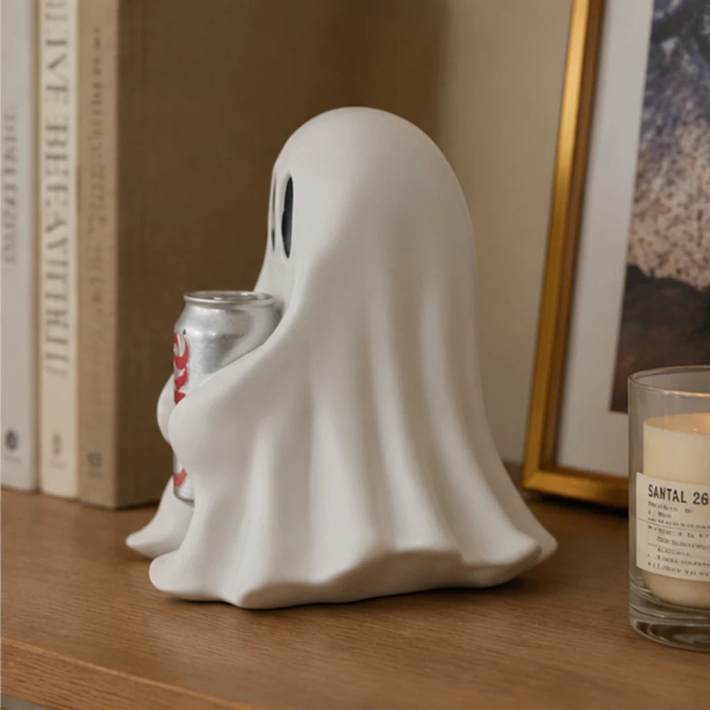 Zelixo Funny Ghost Soda Can Statue — Cute Spooky Resin Desk Decor & Gift