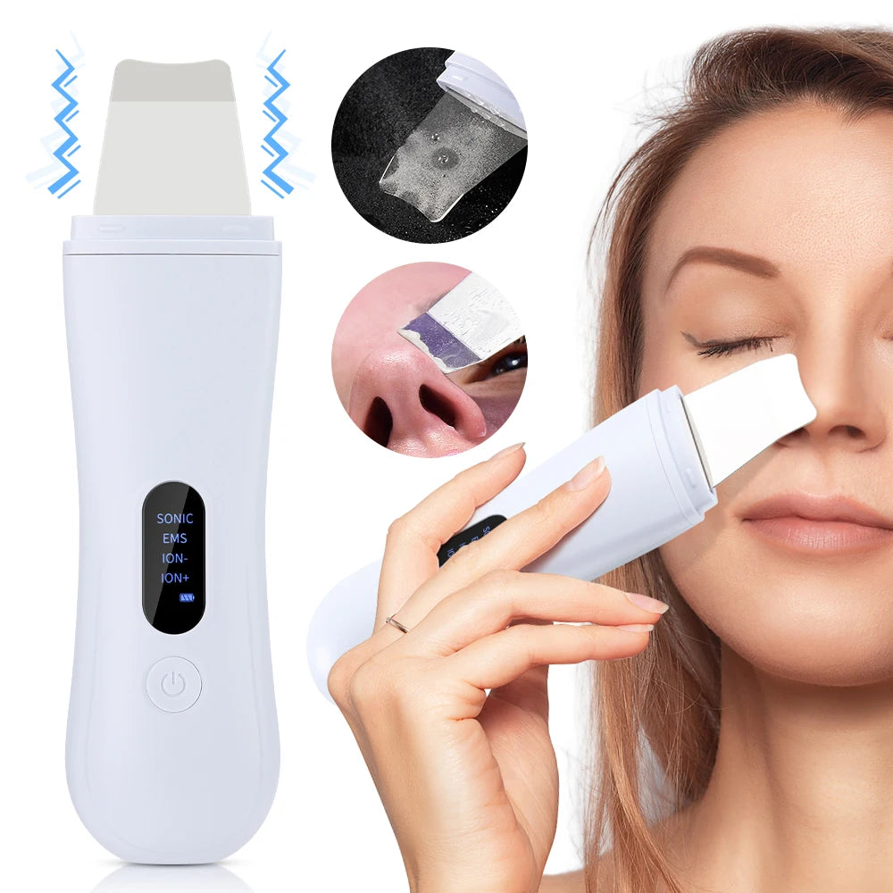 Zelixo Ultrasonic Skin Scrubber Spatula — 4-Mode Ion Deep Facial Lifting Cleaner