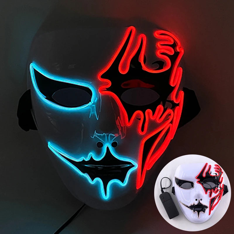 Zelixo Neon Light-Up Fox Mask — Glow in the Dark LED Halloween Cosplay Mask