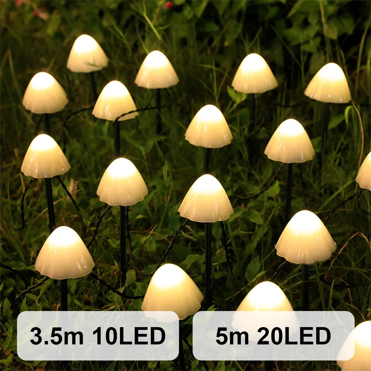 Zelixo Mushroom Solar LED Garden Lights — Waterproof Outdoor Pathway String Lights