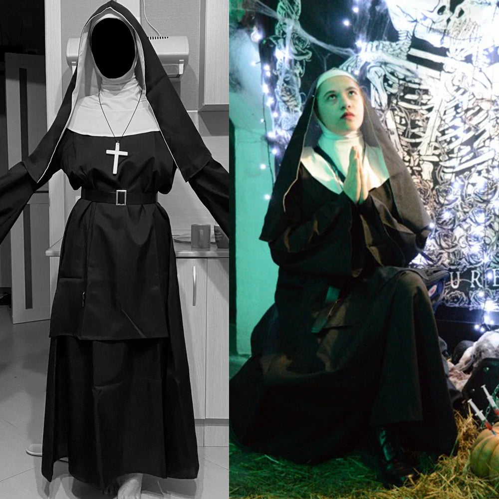 Zelixo Scary Nun Costume Dress — Women's Horror Cosplay Halloween Outfit