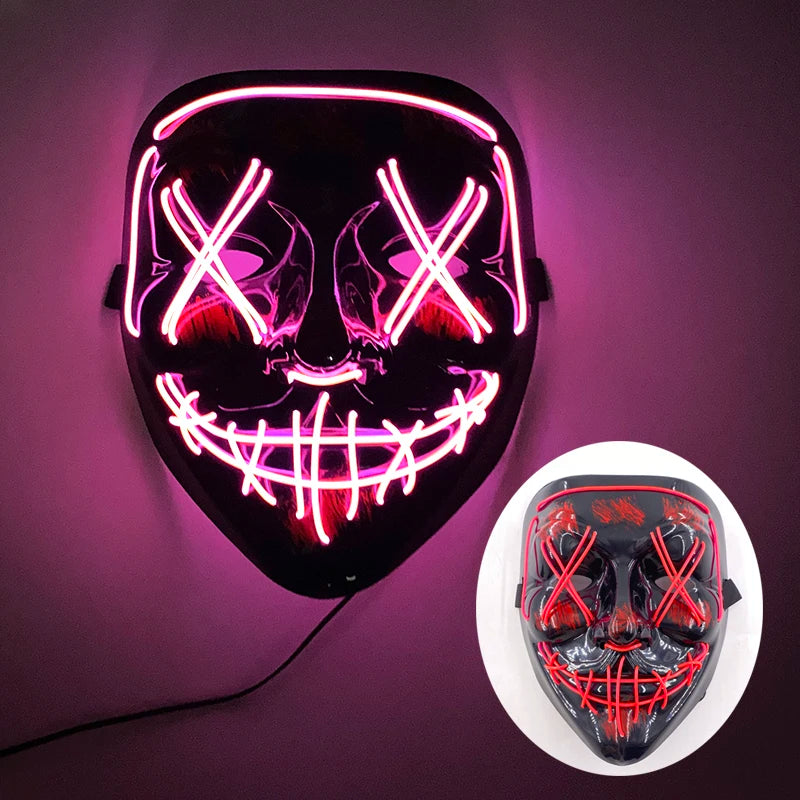 Zelixo Neon Light-Up Fox Mask — Glow in the Dark LED Halloween Cosplay Mask