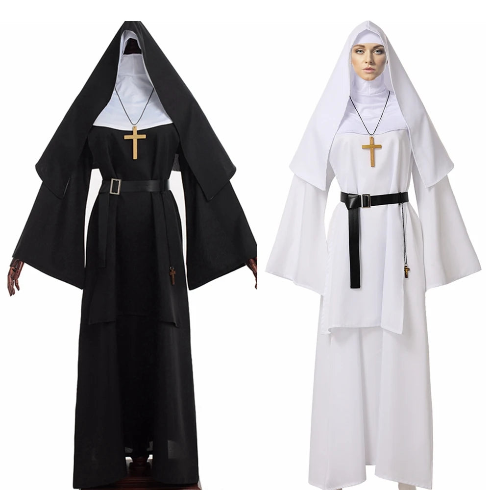 Zelixo Scary Nun Costume Dress — Women's Horror Cosplay Halloween Outfit