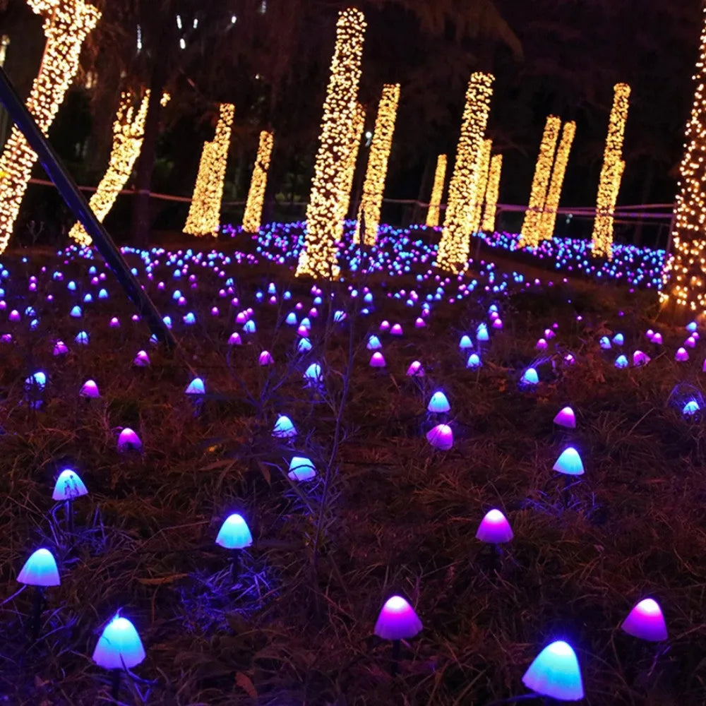 Zelixo Mushroom Solar LED Garden Lights — Waterproof Outdoor Pathway String Lights