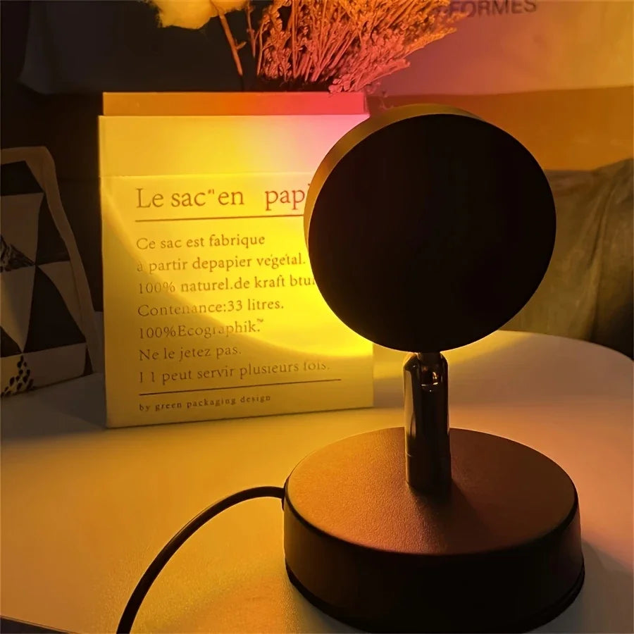 Zelixo USB Sunset Projection Light — 180° Rotating Rainbow Wall Lamp