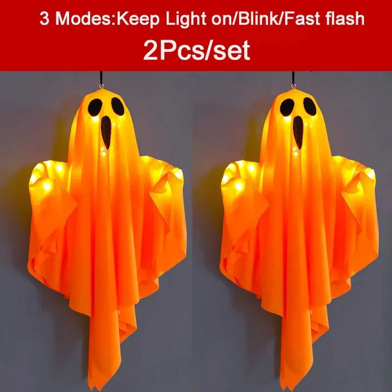 Zelixo LED Glow Ghost Props — Indoor & Outdoor Hanging Halloween Decoration