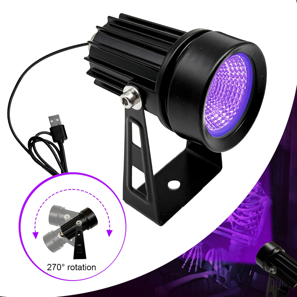 Zelixo USB UV Black Light — Purple Clip Lamp for Glow Party & Halloween Decor