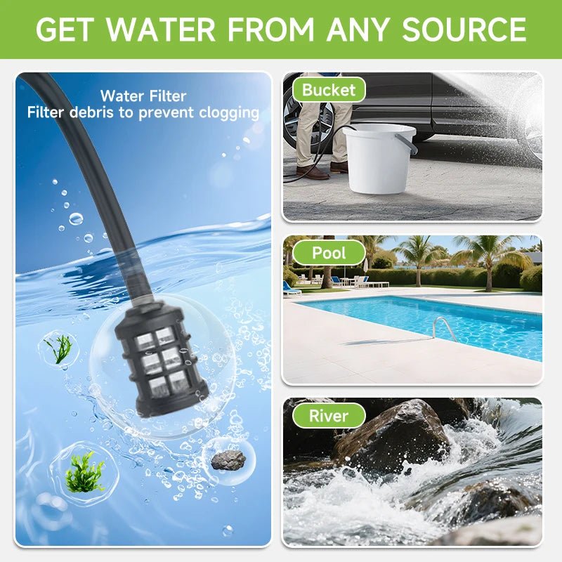 Hippcron Cordless Pressure Washer 1450PSI Portable Power Cleaning 6-in-1 Adjustable Nozzle All-in-One for Car Home Garden - Zelixo.shop