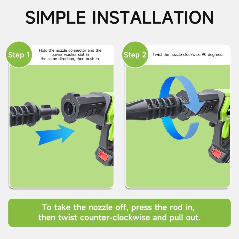 Hippcron Cordless Pressure Washer 1450PSI Portable Power Cleaning 6-in-1 Adjustable Nozzle All-in-One for Car Home Garden - Zelixo.shop