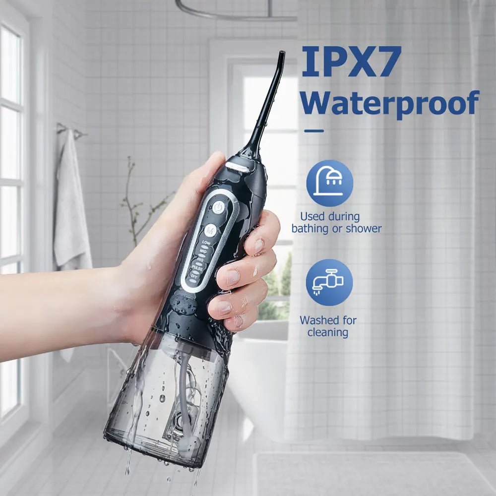 Oral Irrigator USB Rechargeable Water Flosser Portable Dental Water Jet 300ML Water Tank Waterproof Teeth Cleaner For Oral Care - Zelixo.shop