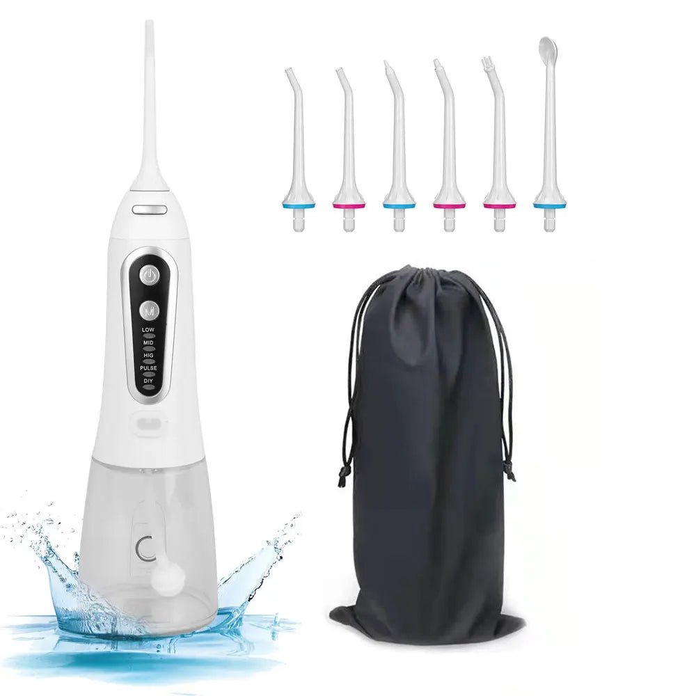 Oral Irrigator USB Rechargeable Water Flosser Portable Dental Water Jet 300ML Water Tank Waterproof Teeth Cleaner For Oral Care - Zelixo.shop