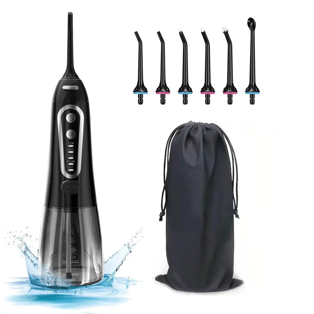 Oral Irrigator USB Rechargeable Water Flosser Portable Dental Water Jet 300ML Water Tank Waterproof Teeth Cleaner For Oral Care - Zelixo.shop