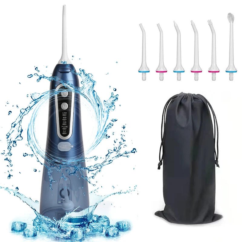 Oral Irrigator USB Rechargeable Water Flosser Portable Dental Water Jet 300ML Water Tank Waterproof Teeth Cleaner For Oral Care - Zelixo.shop