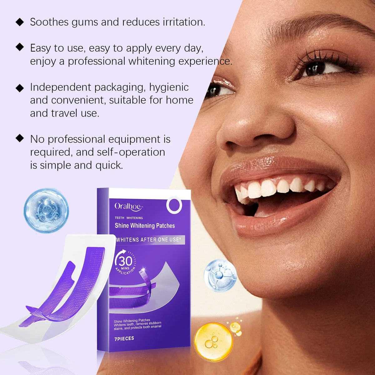 Purple Teeth Whitening Strips Brighten Tooth Remove Plaque Stain Cleaning Oral Hygiene Reduce Sensitivity Bleaching Dental Tools - Zelixo.shop