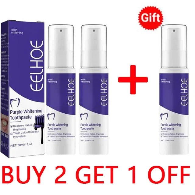 Purple Whitening Toothpaste, Deep Cleaning, Stain Removal, Fresh Breathing, Daily Household Essential Oral Care, 30ml - Zelixo.shop