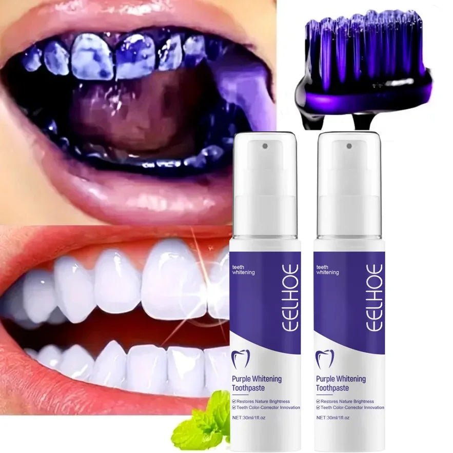 Purple Whitening Toothpaste, Deep Cleaning, Stain Removal, Fresh Breathing, Daily Household Essential Oral Care, 30ml - Zelixo.shop